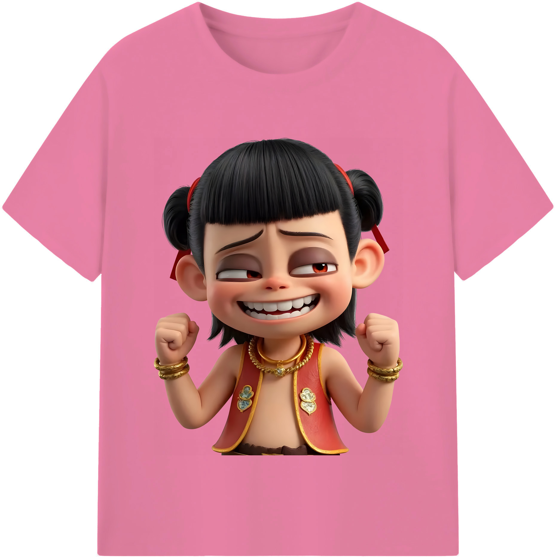 （画像用） Ne Zha 2 ナタ 魔童の大暴れ 綿100％半袖Tシャツ（フロントプリント）